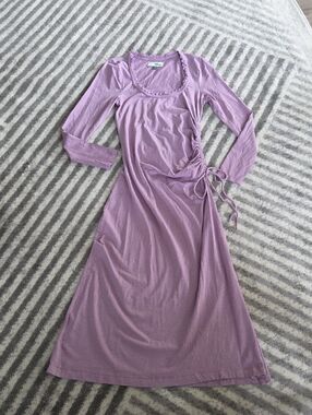 Lavender Long-Sleeve Side-Tie Maxi Dress